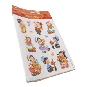 Hallmark Stickers Thanksgiving Pilgrim Indian 4‎ Sheets Acid Free Scrapbook